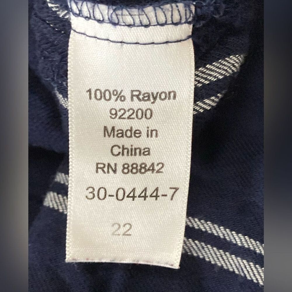 Ellos Blouse Womens 22 Blue White Stripe Tunic Button Up Long Sleeve Plus Preppy - Picture 6 of 8